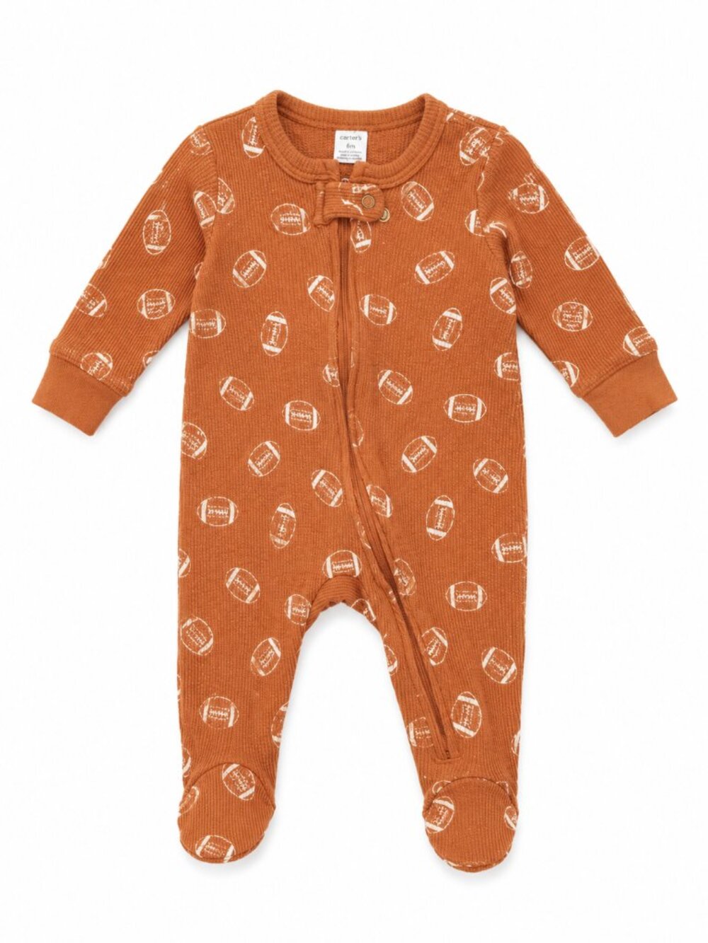Baby Football Print Footie Sleeper | 3-6 Months | Cozy Fall Outfit